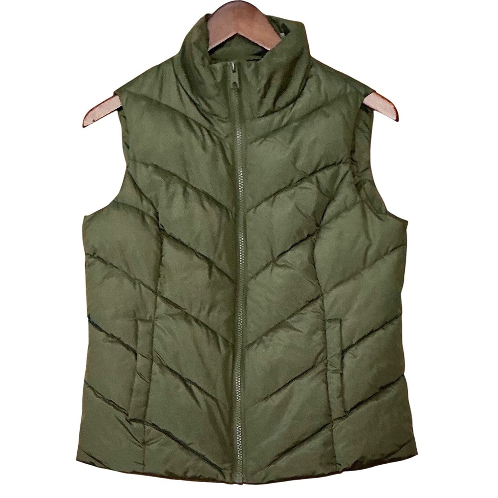 Cole Haan Signature Women Olive Green Quilted Puffer Vest Western Versatile SzXS